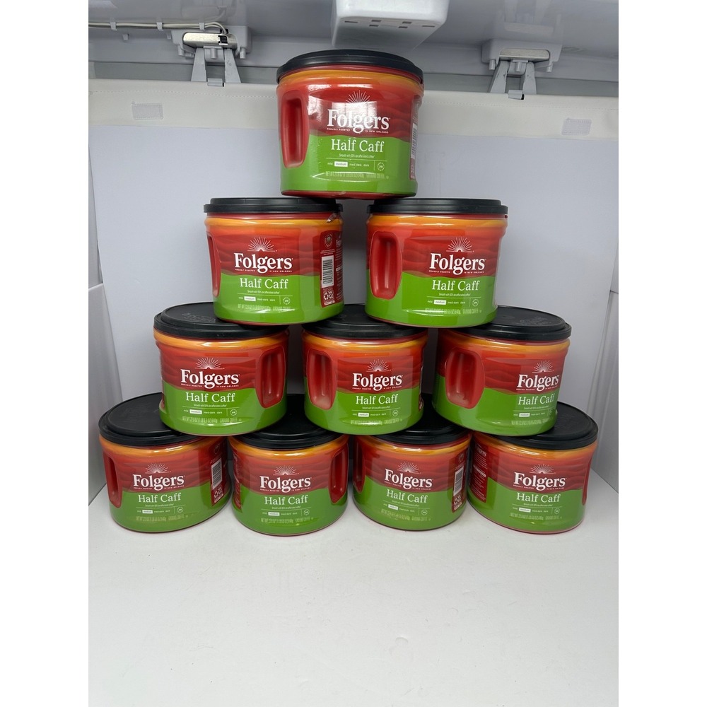 10 Empty Folgers Plastic Coffee Cans 22.6oz (1lb 6.6oz) 640g Storage Containers